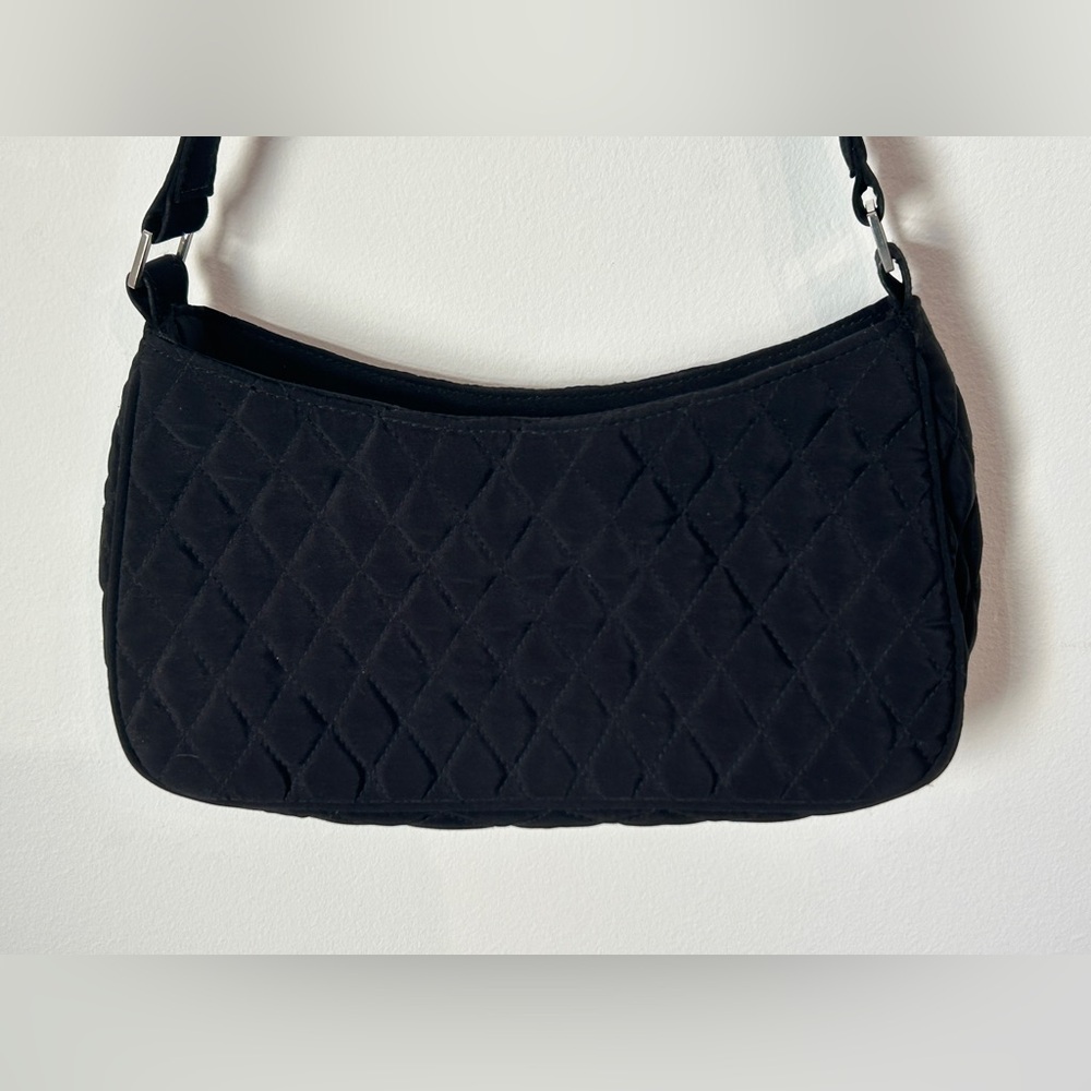 Vera Bradley Black Quilted Shoulder Purse Baguette Bag Y2K Style Handbag VB - Picture 2 of 5